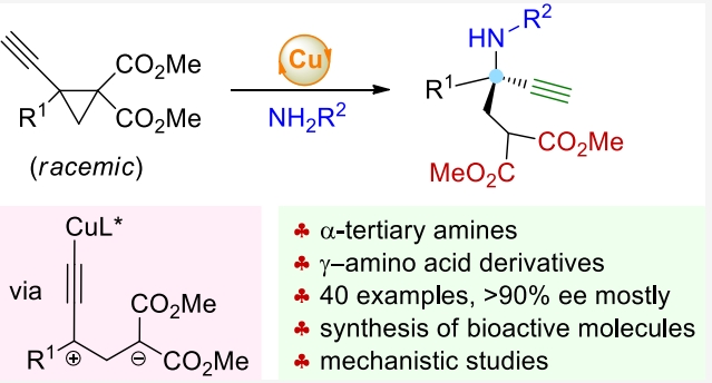 Researchers Realize Copper-catalyzed Asymmetric Nucleophilic Ring-opening Reaction of Tetrasubstituted Cyclopropanes to Prepare α-Tertiary Amines